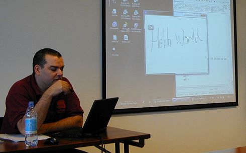 John Daintree demonstrating handwriting recognition