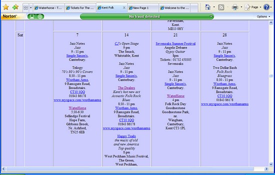 KentFolk web calendar for June 2008